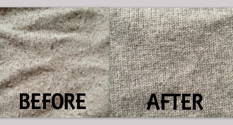 Sweater before and after