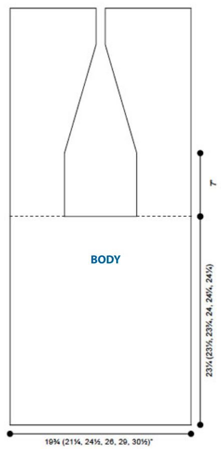 Coastal Blue Cardigan Body Chart