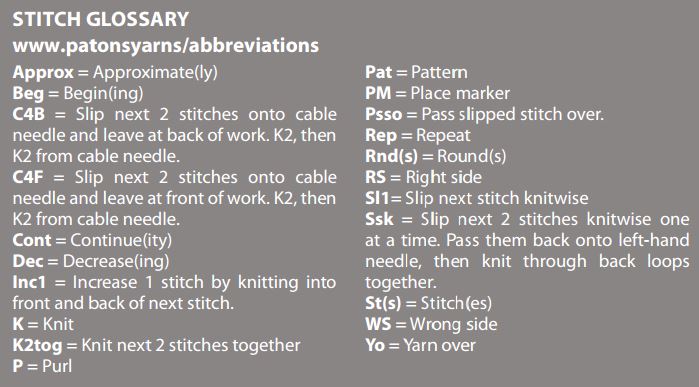 Stitch Glossary